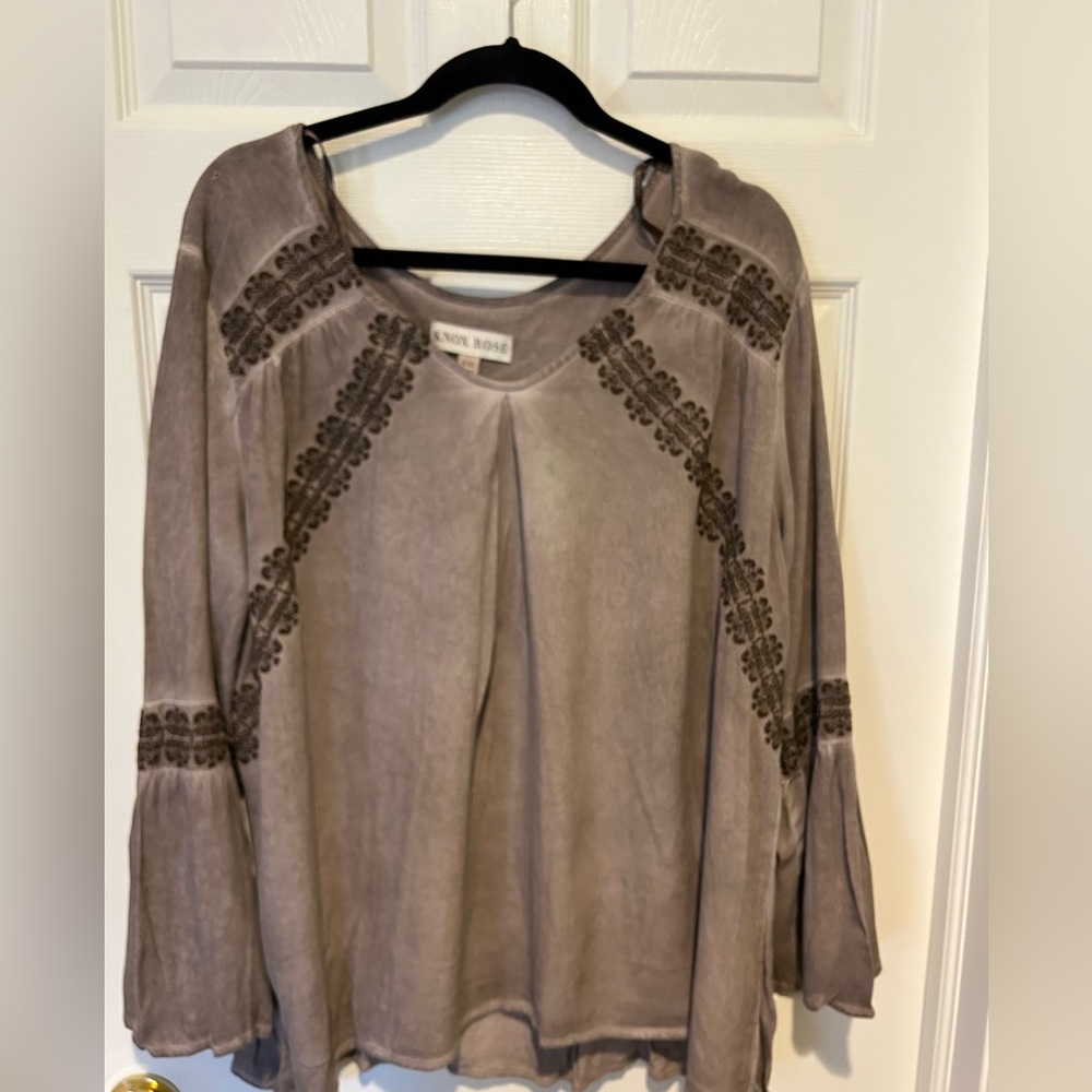 Brown Rayon Tunic with Brown Embroidery
